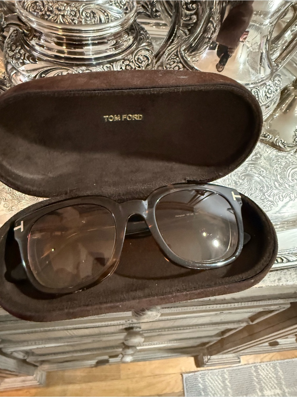 Tom Ford Brown and Black Sunglasses Case with Logo